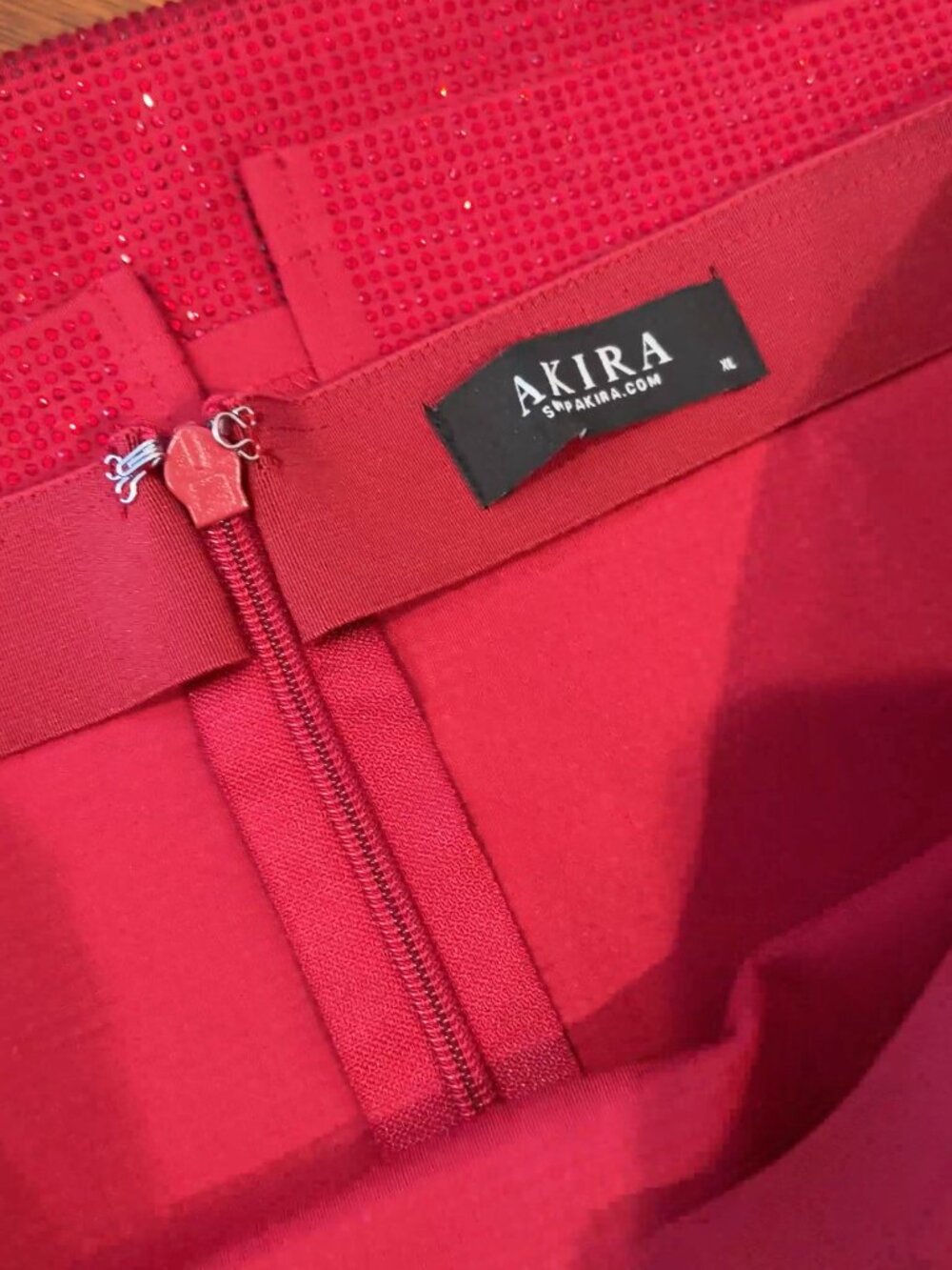 NEW STUNNING Akira Ruby Red Rhinestone Pencil Skirt - XL - Picture 4 of 17